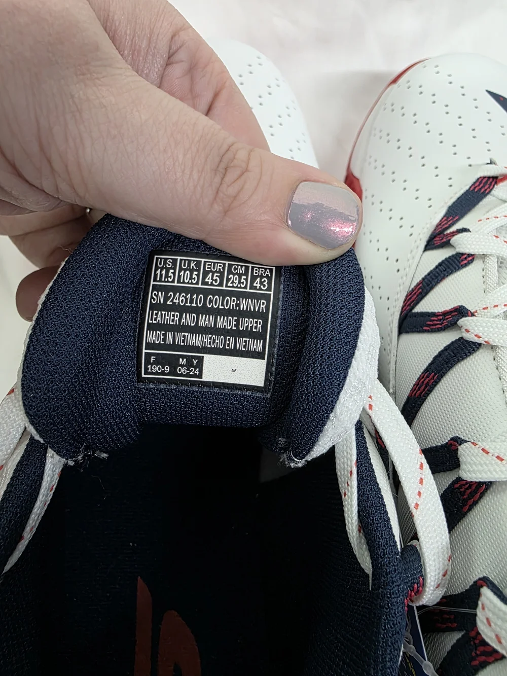 Skechers Pickleball Lace-Up Shoes — White with Navy & Red